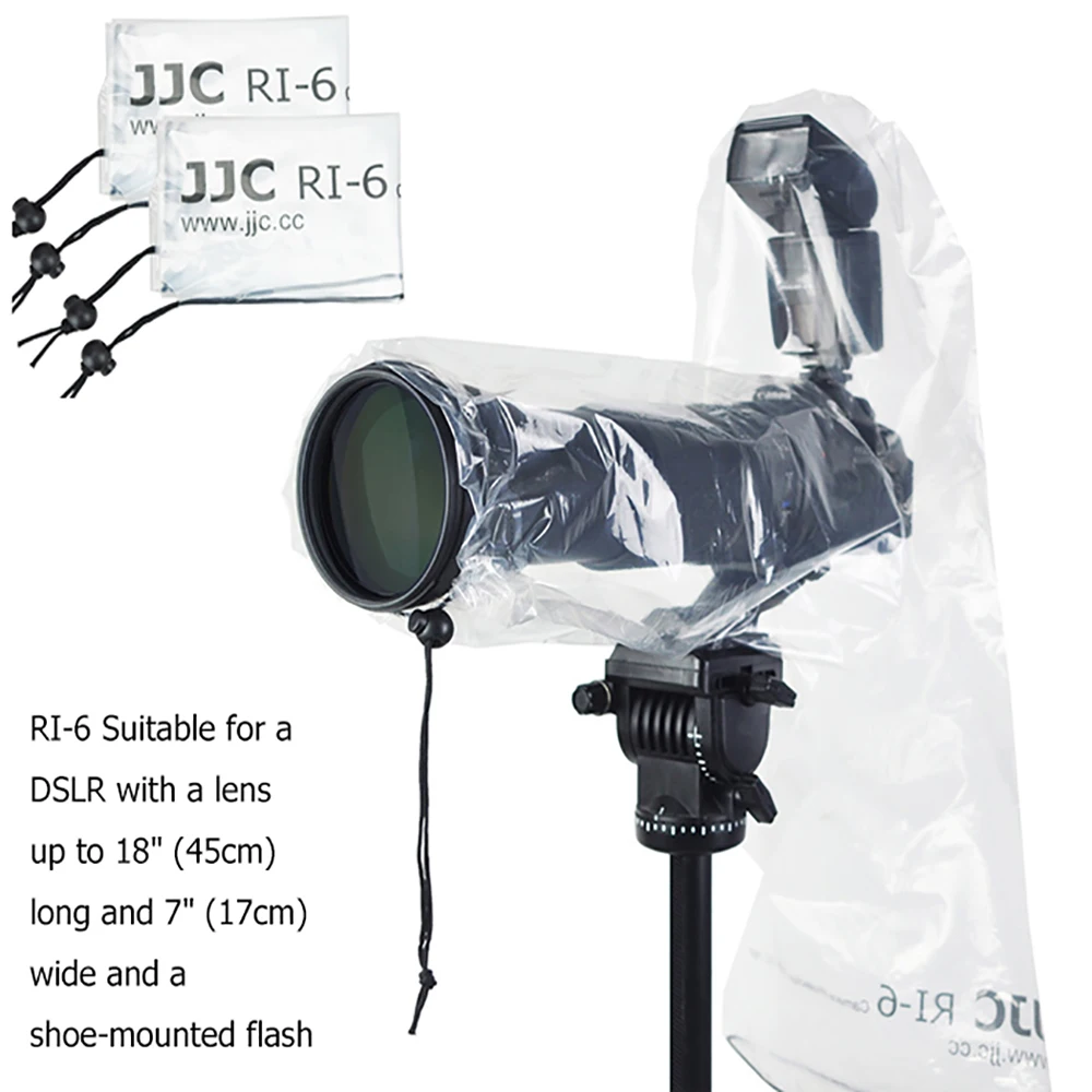 JJC 2Pcs/Set Transparent Camera Rain Cover Protector Raincoat Case for Canon Nikon Sony Fuji DSLR Camera Rainproof Accessories