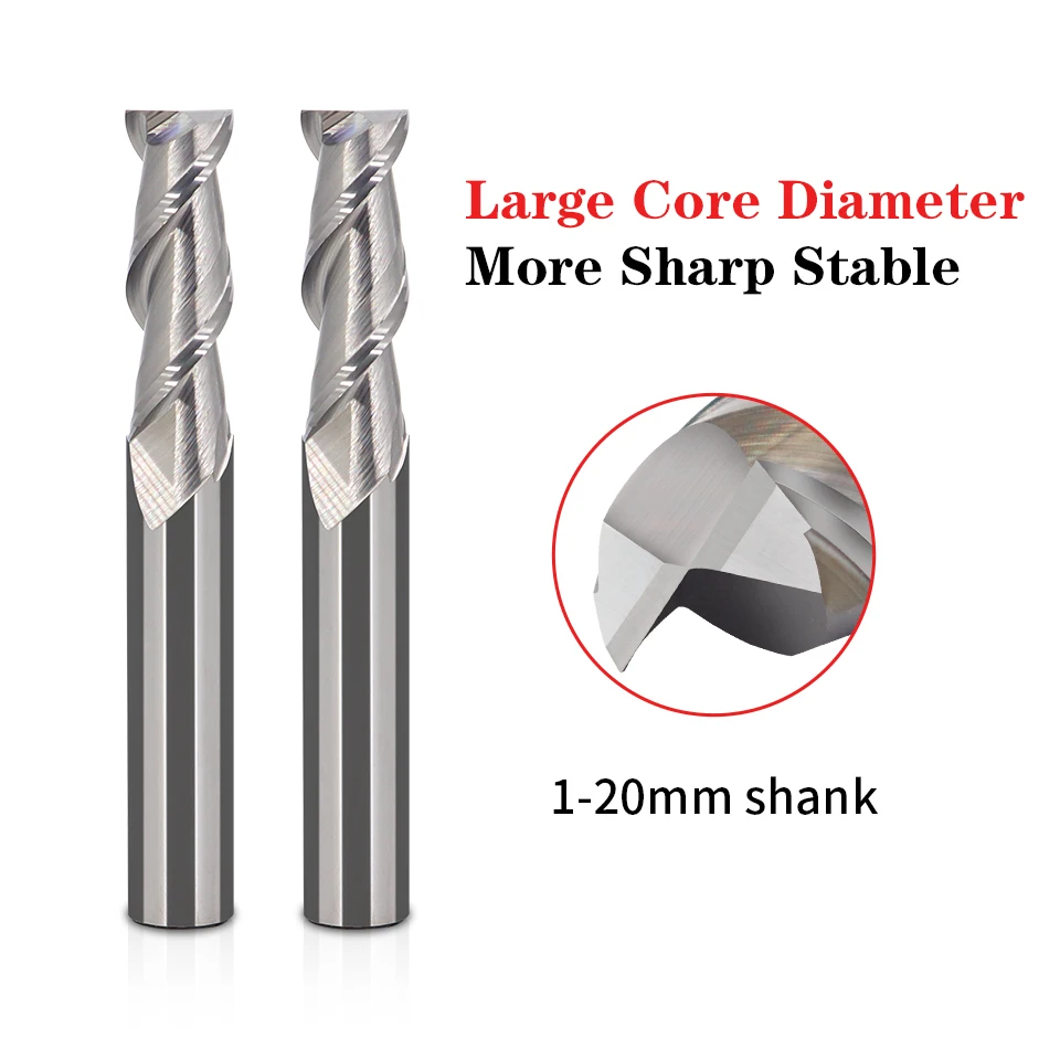 Augusttool HRC55 2 Flute End Mill Aluminium CNC Router Bits Tungsten Steel Sprial Bit Carbide Milling Cutter For Wood Copper