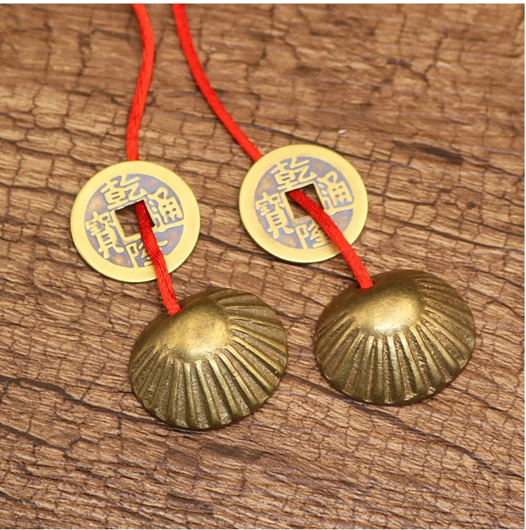 Pure copper shell conjoined Holy Grail, Yin Yang cup, divination tools, divination, copper flat Holy Grail