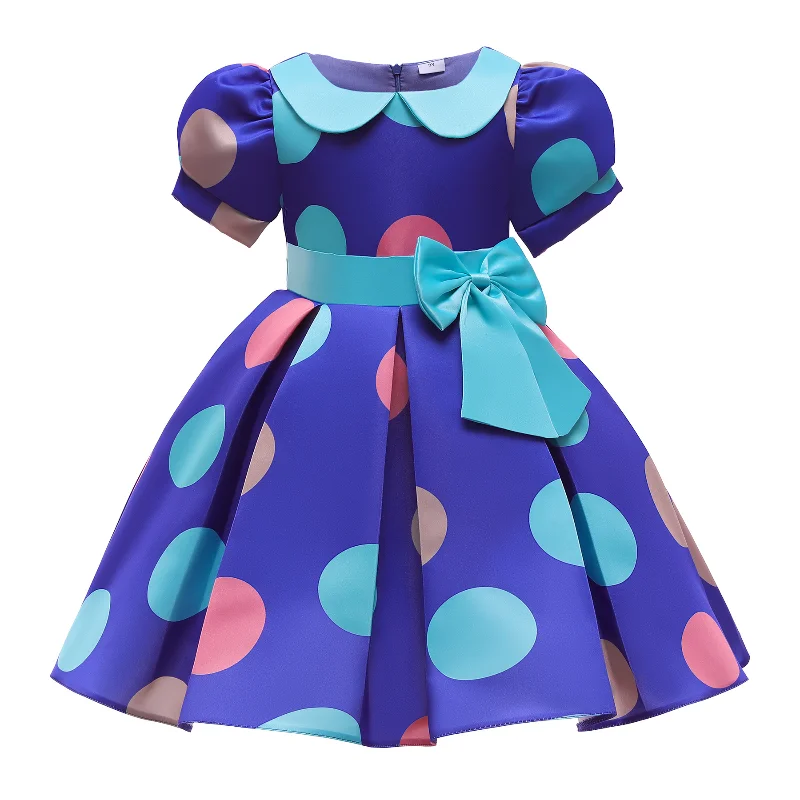 

New children's Christmas party dress baby wedding prom dress girl birthday dress 3-10-12years old polka dot skirt bow dress