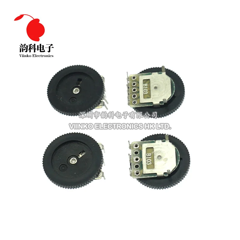 10pcs Double Dial Taper Volume Wheel Duplex potentiometer B102 B103 B203 B503 B104 1K 2K 5K 10K 20K 50K 100K 3Pin 5Pin 16*2mm