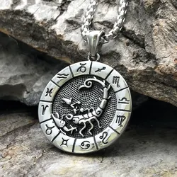 12 Constellation Necklace Vintage Zodiac Sign Pendant Aries Taurus Gemini Cancer Leo Libra Scorpio Jewelry for Men Women