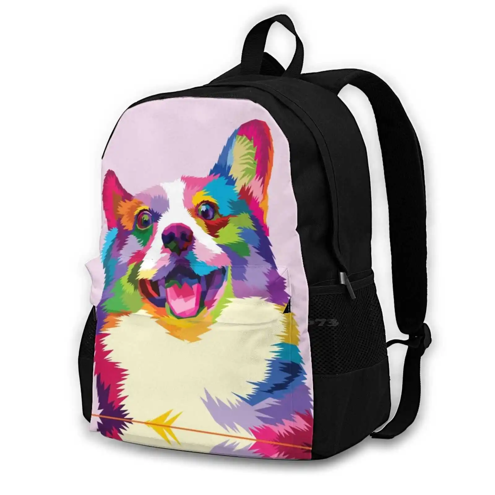 Welsh Corgi Pop-Art Breed Dog Pet Animal Large Capacity School Backpack Laptop Bags Animals Rights Dog Owner Paw Lover Welsh