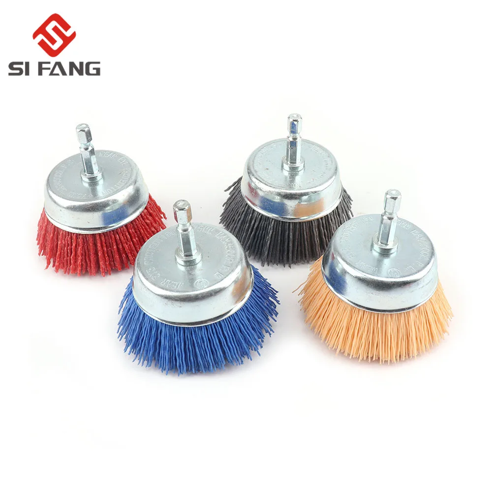 75MM Nylon Tasse Pinsel Schleif Draht Rad Pinsel Für Bohrer Dreh Werkzeug Holz Polieren Entgraten 6mm Schaft Mit 80-240Grit – Detail 9