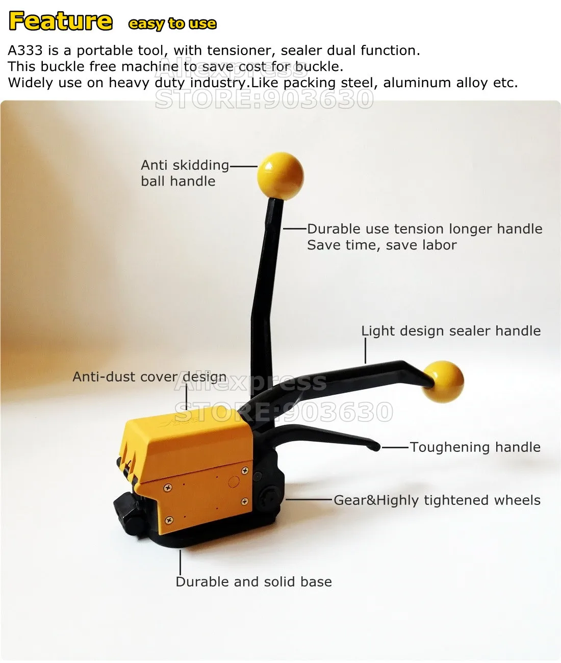 A333 Manual Steel Band Strapping Machine Sealless Metal Strapping Tools Tensioner Without Buckle For 13-19mm