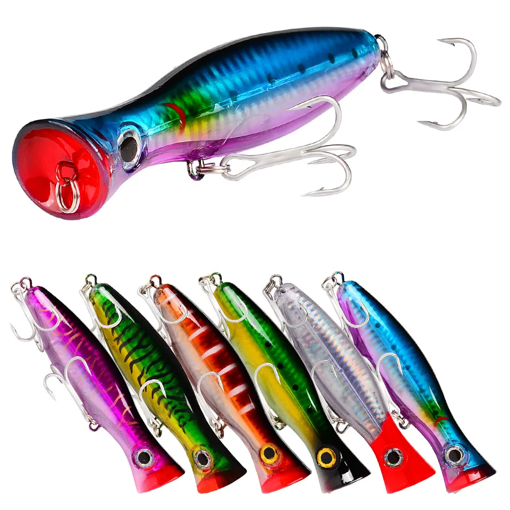 1 Pcs 13cm 43g Big Popper Fishing Lure Bait Pesca Treble Hooks Crankbait 3D Eyes Artificial Hard Bait Carp Pike Fishing Tackle