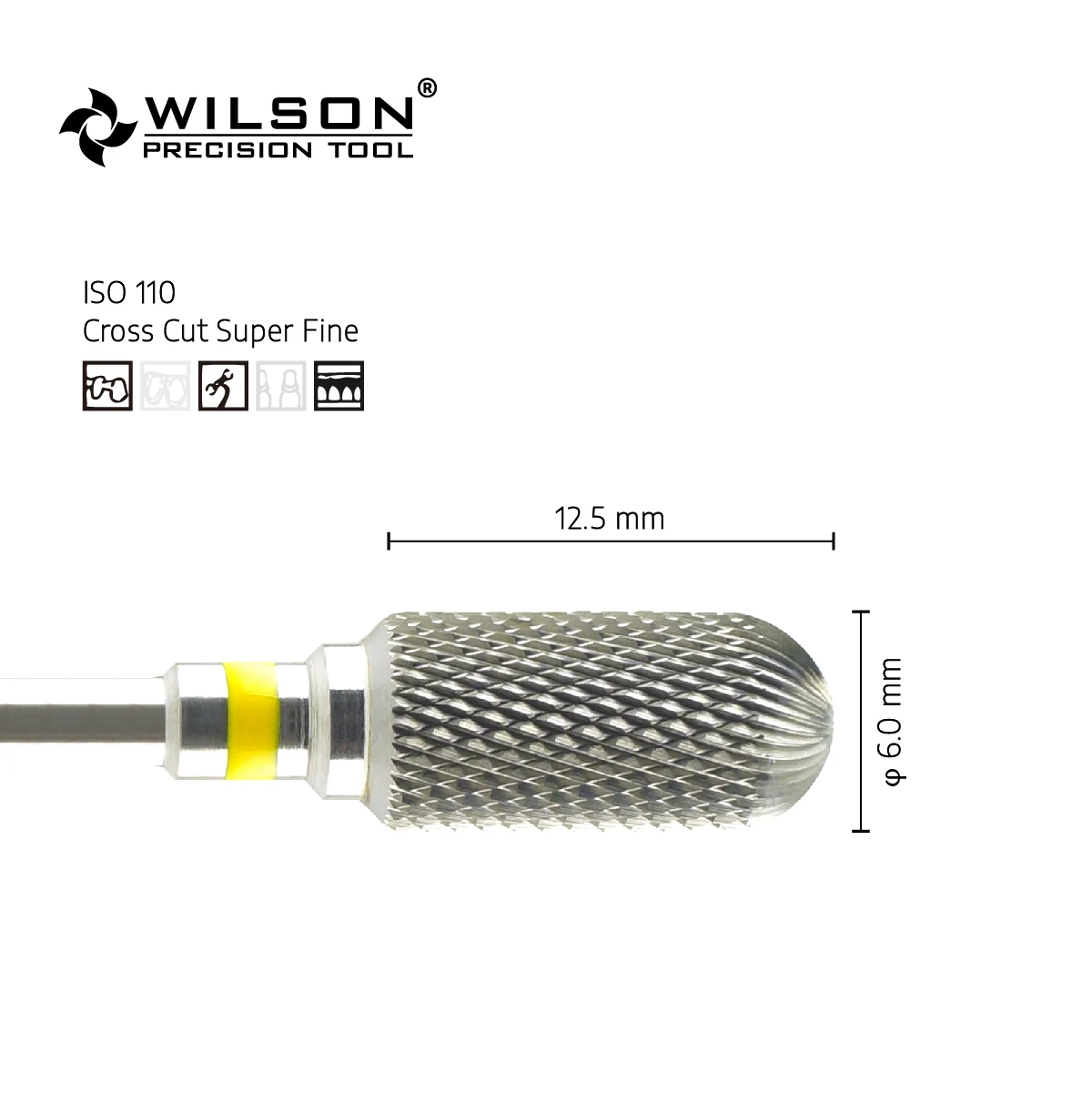 WilsonDental Burs 5000125-ISO 143 110 060 Tungsten Carbide Dental Bur for Trimming Metal