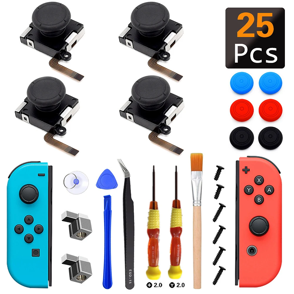 25 IN 1 3D Analog Joystick Replacement Joypad Switch for Nintendo Switch,Joysticks Compatible with Left Joypad Right Switch