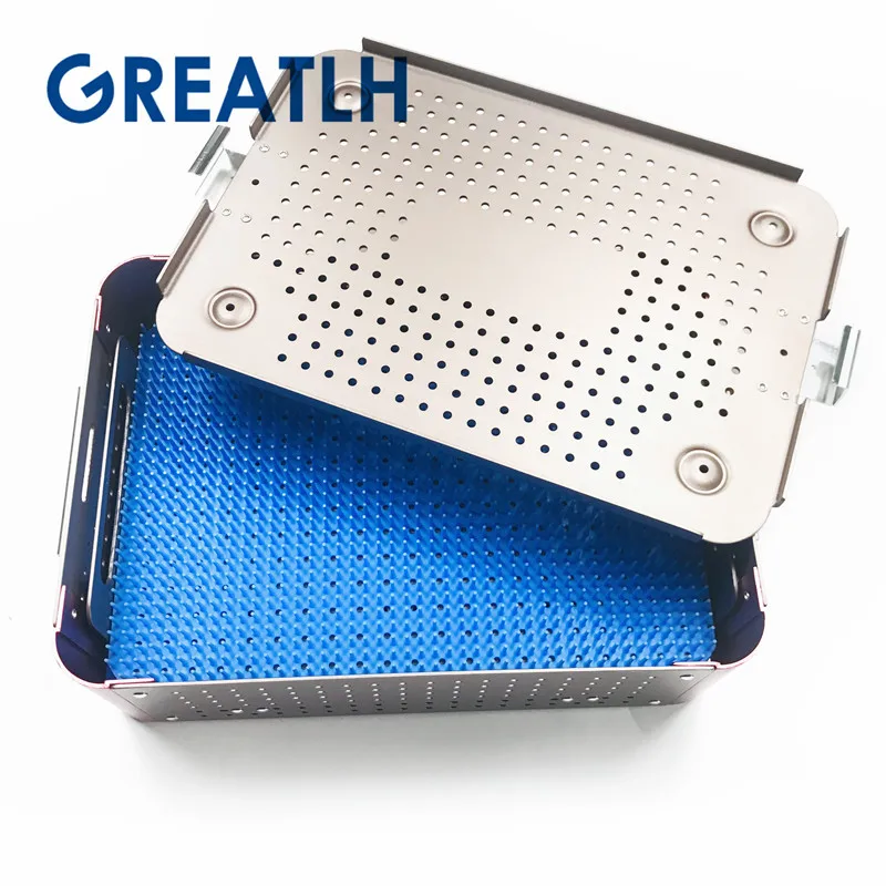 Aluminium alloy autoclavable box sterilization tray case Disinfection box dental instrument