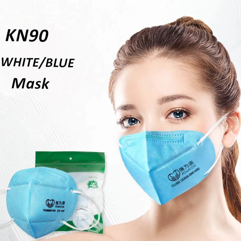 Powecom KN90 Masker Particulate Anti-stof Smog-Proof PM2.5 Opvouwbare Comfortabele Oor Hoofd Type Respirator Productie Gezichtsmasker