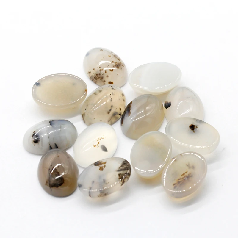 Natural Stone Grass Flower Agate Gemstone Convex Oval Wholesale Bulk Gemstone Jewelry Ring Face Pendant Accessories