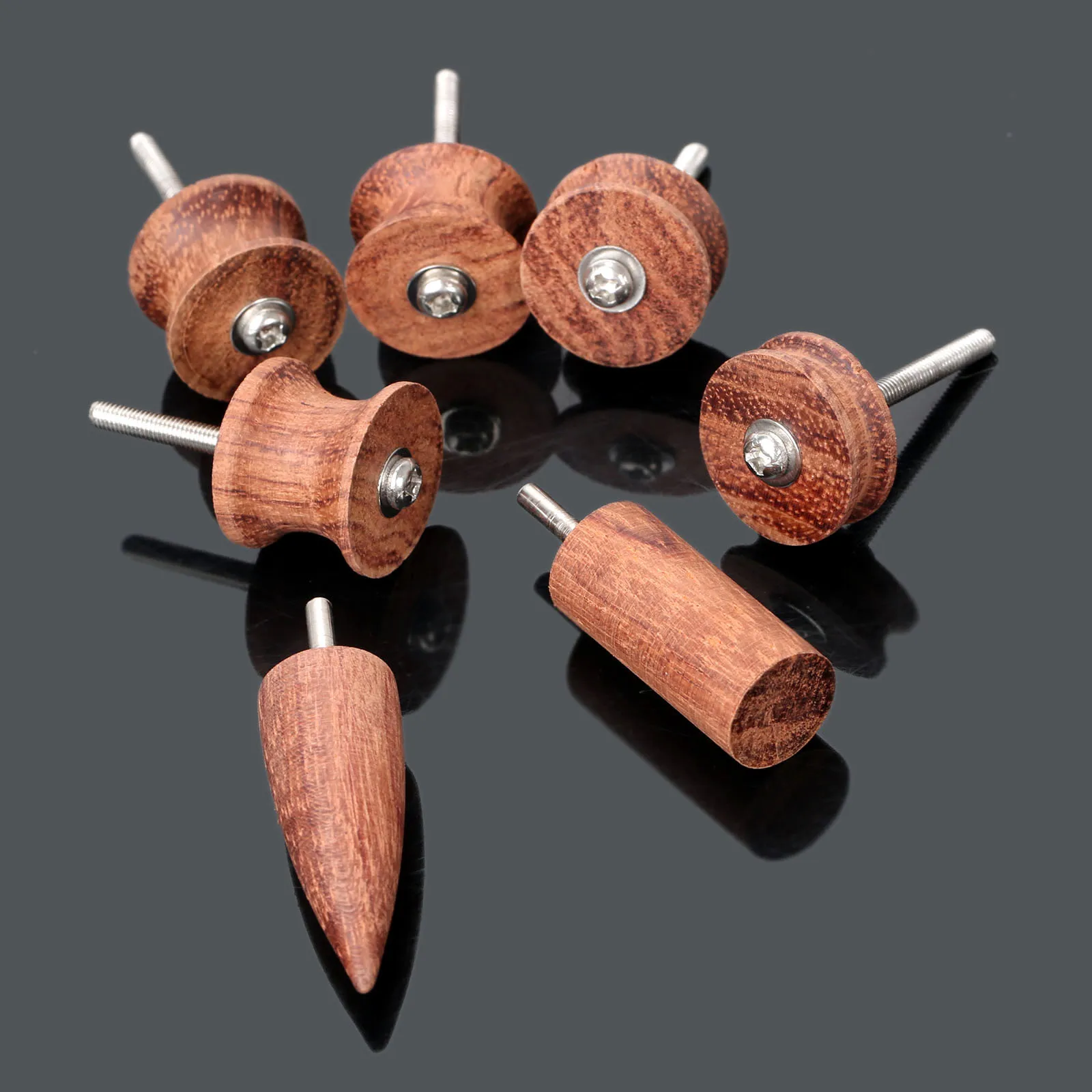 7pcs Leather Grinding Tool Electric Polishing Machine Bit Leather craft Edge Arch Groove Slicker Kit Sandalwood Head Burnisher