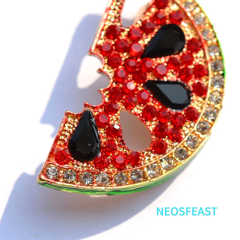 Cute Rhinestone Watermelon Brooches For Women Enameled Fruit Pin Multi Color Party Gifts Coat Garment Accessory Fashion Jewelry