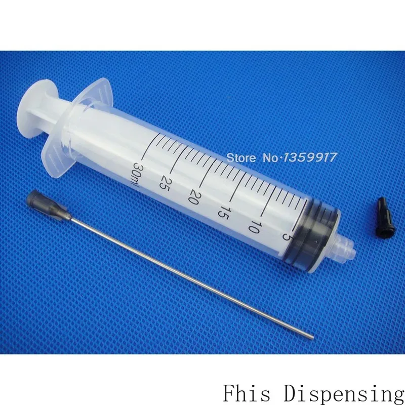 30ml Luer Lock Syringe and 16G Blunt Tip Needle Fill 10cm Long For Liquid Dispenser Adhesive Glue ink Pack of 5