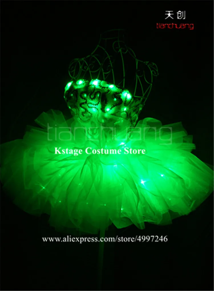 DMX programmable led light dress party wears luminous stage dance costume glowing RGB ballet skirt colorful full color clothe ds