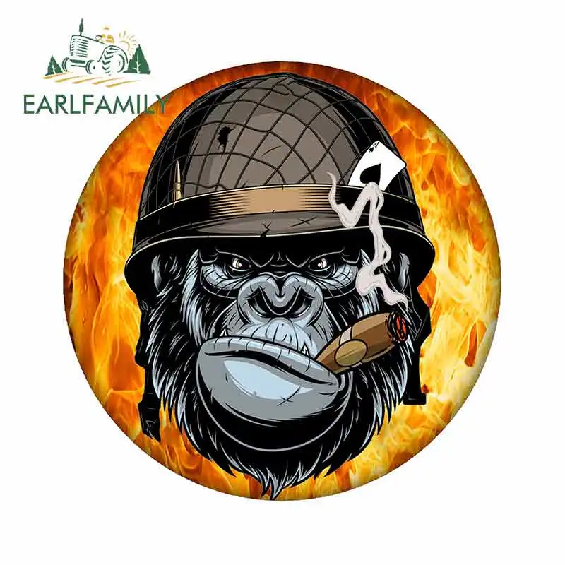 

EARLFAMILY 13cm x 10.6cm For Gorilla Cigar Flames Car Stickers And Decals Fashion Fine Decal DIY Anime Occlusion Scratch