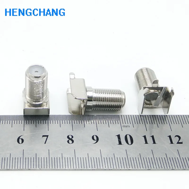 20 stuks 3-pins F vrouwelijke coaxiale connector haakse F-type paneelmontage socket voor DVB satellietontvanger