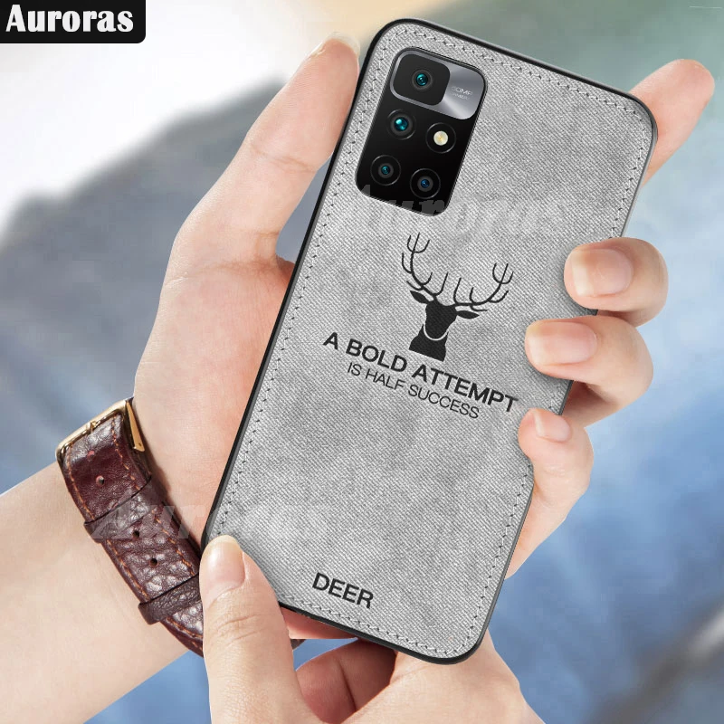 Auroras For Xiaomi Redmi 10 Case Luxuy Brand Cloth Texture Elk Back Deer Cloth Soft Cases For Redmi Note 10 Pro 5G 10S Cover