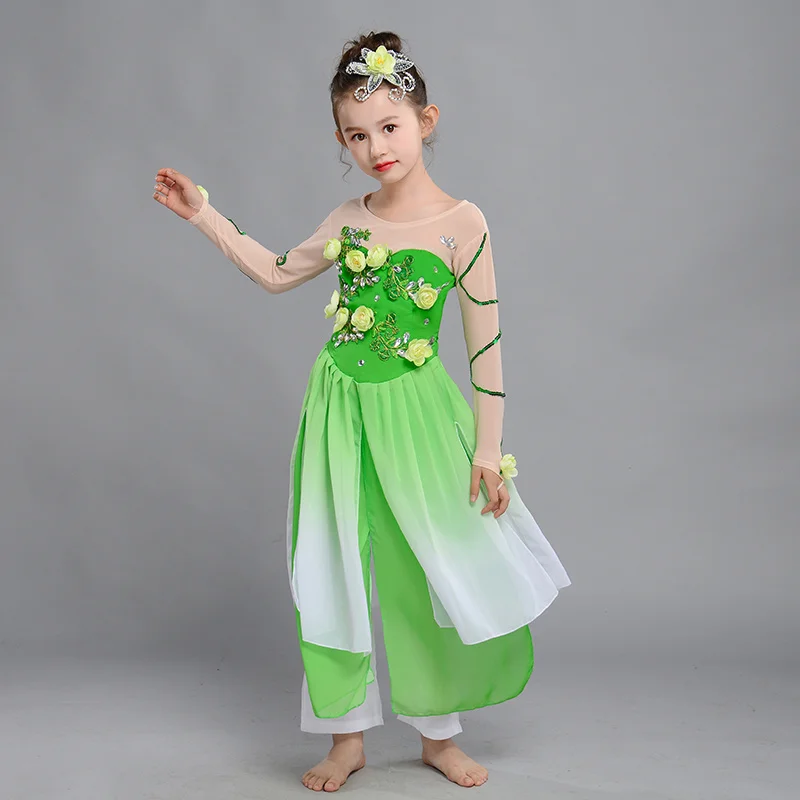 Chinese Folk Dance Children's Classical Dance Performance Costumes Jasmine Girls Perform Yangko Folk Dance Costumes