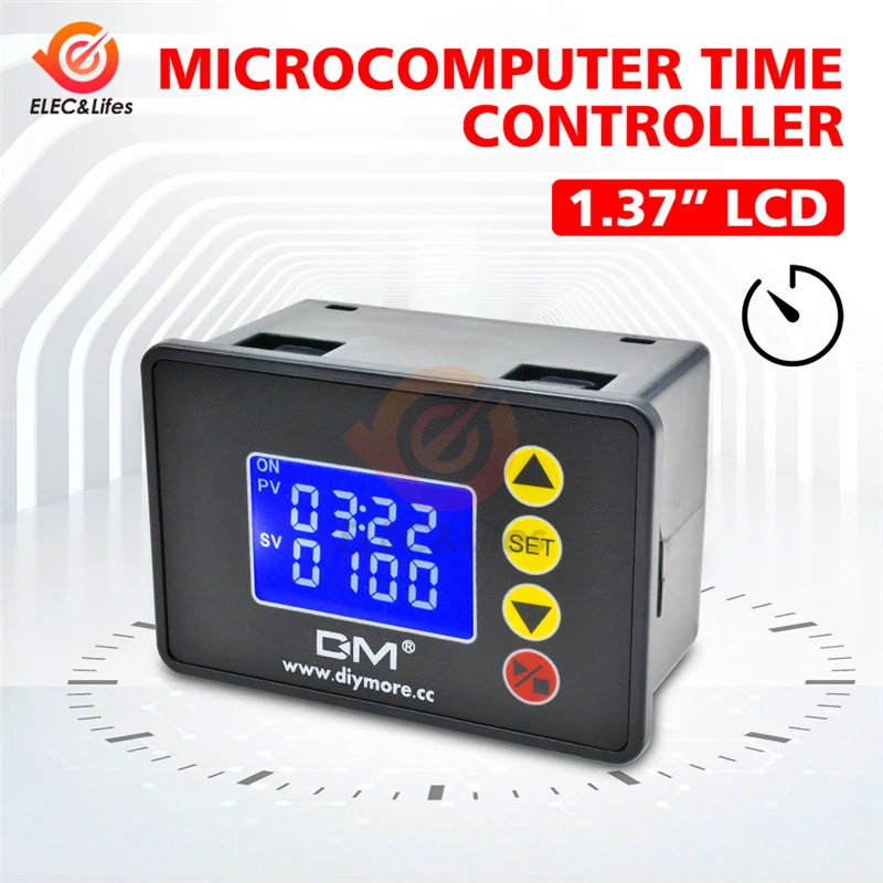 Imagem -02 - Programável Interruptor Temporizador Digital Controle de Relé Controle Controlador de Tempo Módulo Delay dc 12v 24v 20a ac 110v 220v 10a 1.37 Polegada