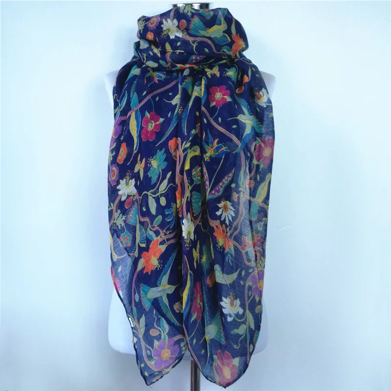 New fashion women scarf bird Print long scarfs For Women Autumn winter Shawl and Scarves flower ladies scarf