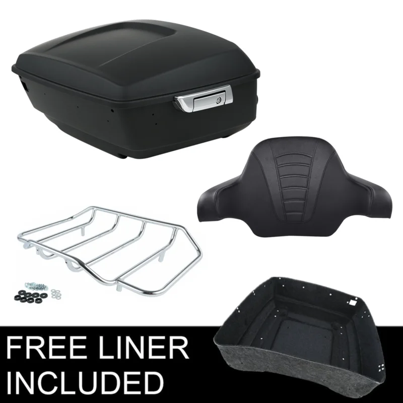 

Motorcycle Matte Black King Pack Trunk Backrest Rack Fit For Harley Road Street Glide Touring 2014-2020