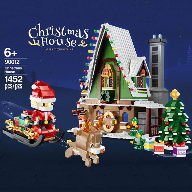 

1452PCS Christmas House Set Building Blocks Santa Claus Tree Carriage Winter Snow Castle Children Gift Toys