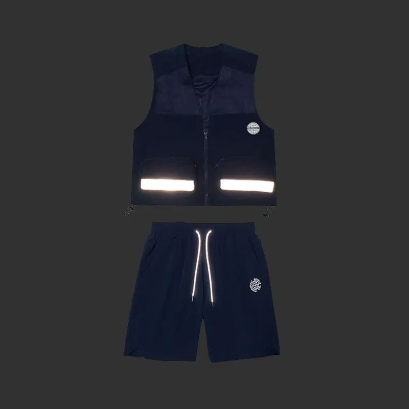 Summer Outdoor Men Vest Jackets Fashion Streetwear Hip Hop At Night Go Out Safety Reflective Strip Travel Sleeveless Coat