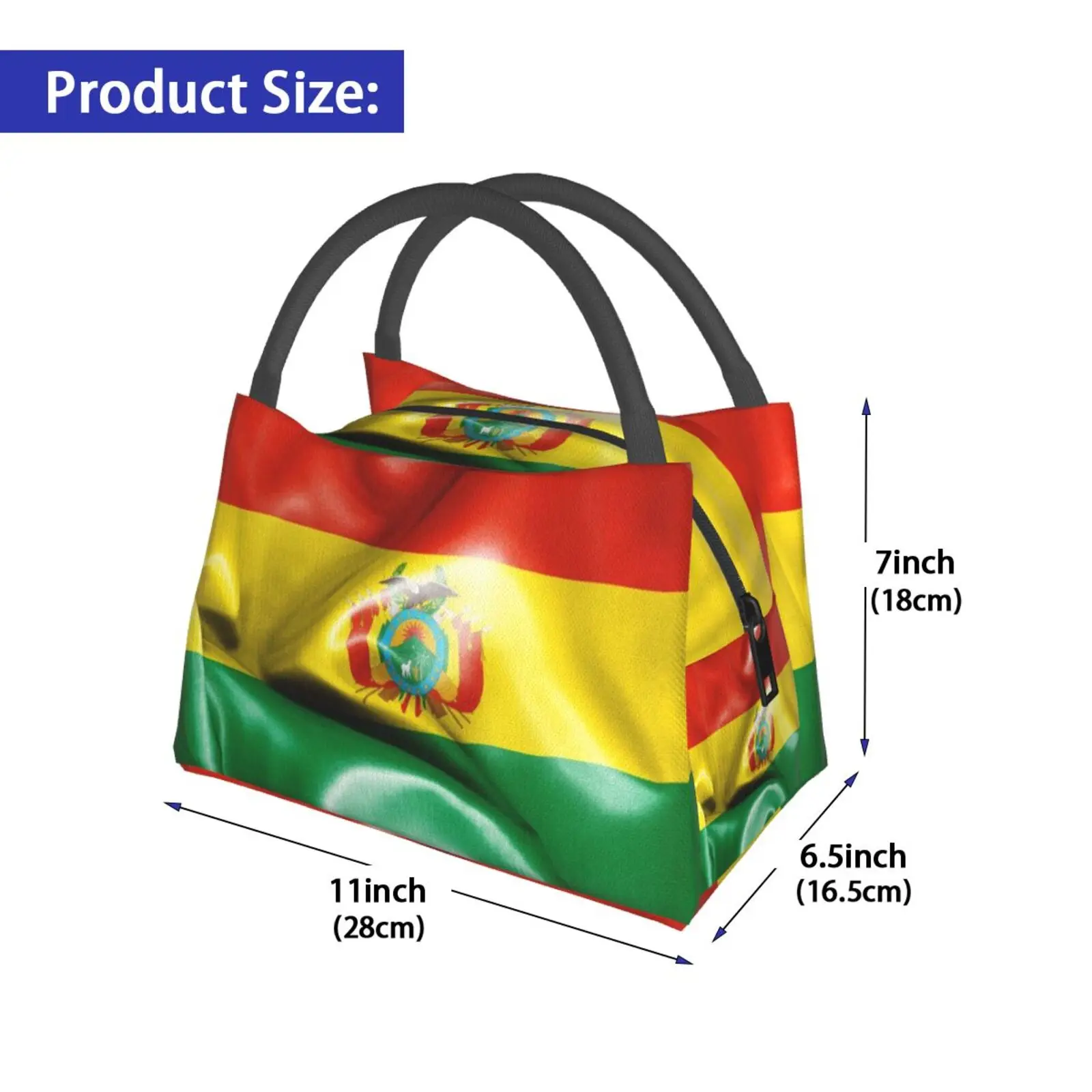 Portable Insulation Bag Bolivia Flag 2572 Bolivia Flag Bolivian Texture Patriotic Ripple Shadow Creased