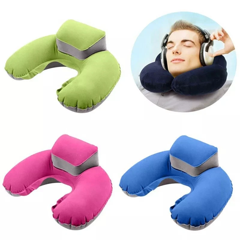 2024 New U-Shape Inflatable Pillow Portable Ultralight Soft Head Neck Rest Air Cushion for Travel Hiking Camping