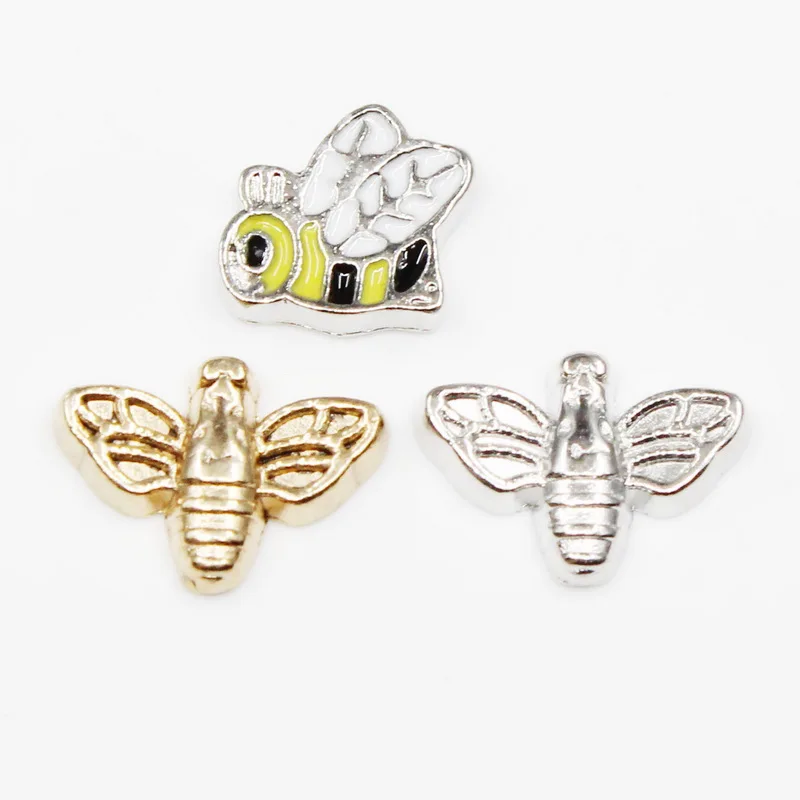 20pcs/lot Bees Horses Birds Pandas Elephants Deer Enamels Animals Floating Charms For Glass Lockets Memory Pendant Jewelry