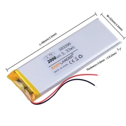 503290 3.7V 2000MAH 503590 Rechargeable Lithium Li-ion Polymer Battery for Mechanical keyboards