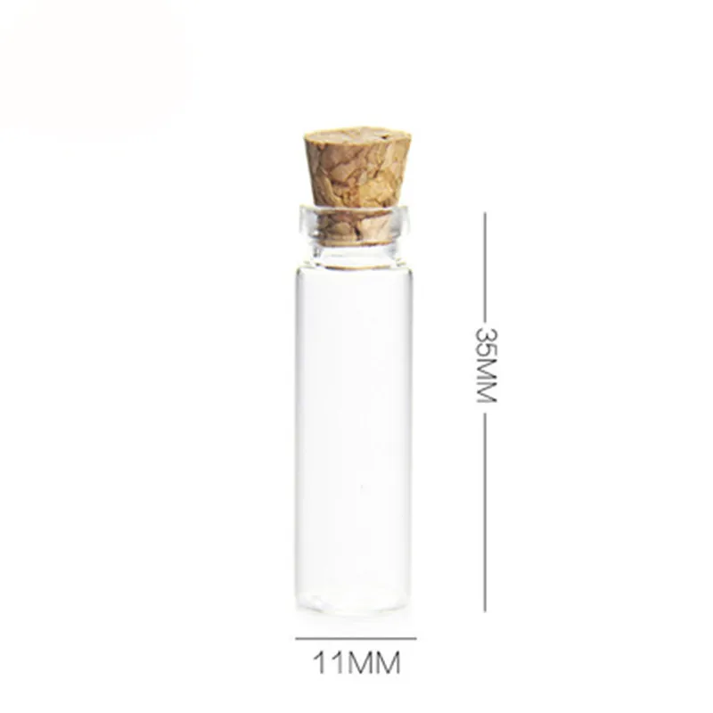 100PCS*2ML Small Mini Cute Charm Clear Glass Bottle with Cork used as DIY Wishing Glass Vial Pendant Samples Vials PP Stopper