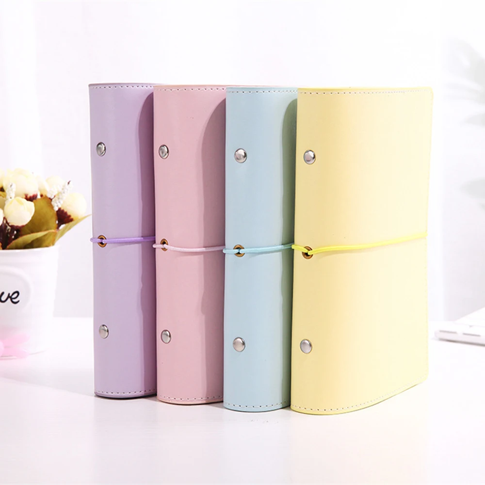 A6 Macaron Leather Loose Leaf Notebook Line Grie Inner Pages Paper 6 Hole Binder Index Separator Planning Travel Notepad Diary