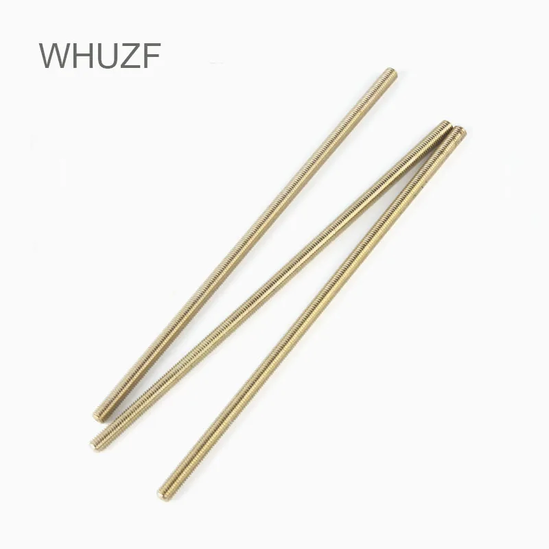 WHUZF Brass Thread Rod M2 M2.5 M3 M4 M5 M6 M8 M10 M12 M14 M16 Length 250mm Long Brass Metric Bolt Full Thread Shaft Rod Bar Stud