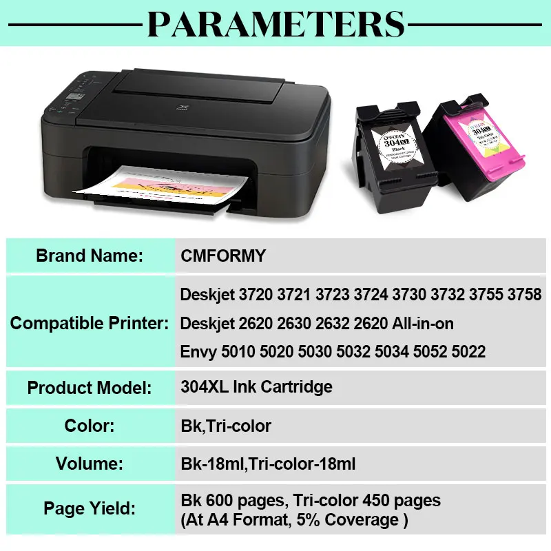 Royek Remanufactured Ink Cartridge 304XL compatible For HP304 HP 304 XL Deskjet Envy 2630 2632 5010 5030 5020 3720 3730 Printer