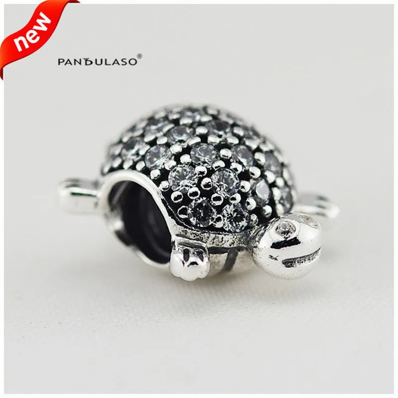 Pave Sparking Tortoise Charm Fits 925 Silver Original Bracelets For Woman Jewelry Making Sterling Silver Jewelry Beads DIY