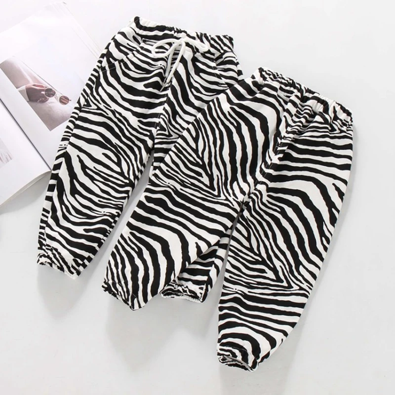 CROAL CHERIE Spring Autumn Children Pants for Girls Casual Zebra pattern Pants for Kids Child Trousers Kids Pants 90-130cm