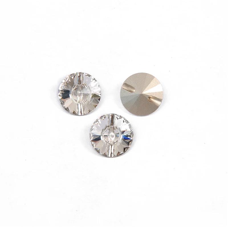 YANRUO 3015 All Sizes Crystal Clear Rivoli DIY Glass Sew Buttons Decorative For Needlework Craft Sewing Accessories