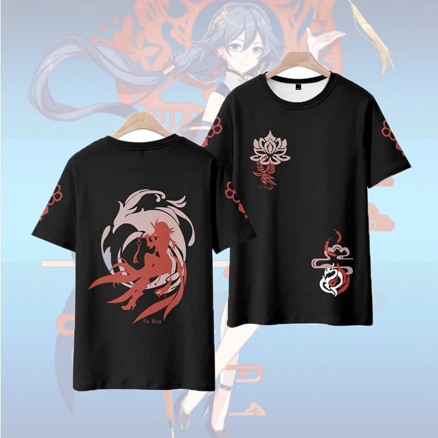 Anime Honkai Auswirkungen 3 3D T Hemd Frauen Männer Sommer Mode Oansatz Kurzarm Lustige T-shirt Graphic Tees Fu Hua cosplay Kostüm