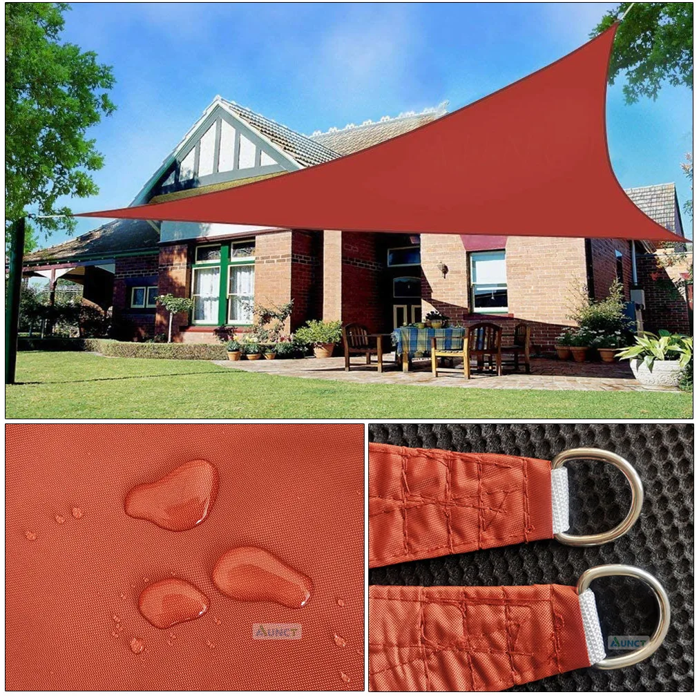 Rust Red 420D Triangle Patio Shade Sail Waterproof Awning Outdoor Sun Shelter Garden  Pool Shade Camping Hiking Yard Sail