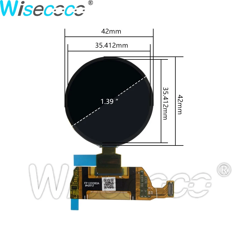 Wisecoco 1.39 Inch 454*454 Round OLED Display IPS 325PPI DCI-P3 450Nits AMOLED Screen with MIPI Controller Board