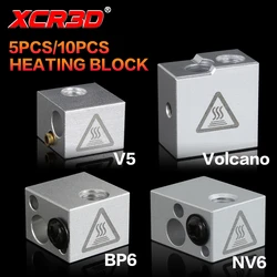 XCR 3D Drucker Teile Aluminium Heizung Block für E3D V6 J-kopf Hotend Extruder Düse V5 BP6 NV6 Volcano heizung Block 5/10 stücke