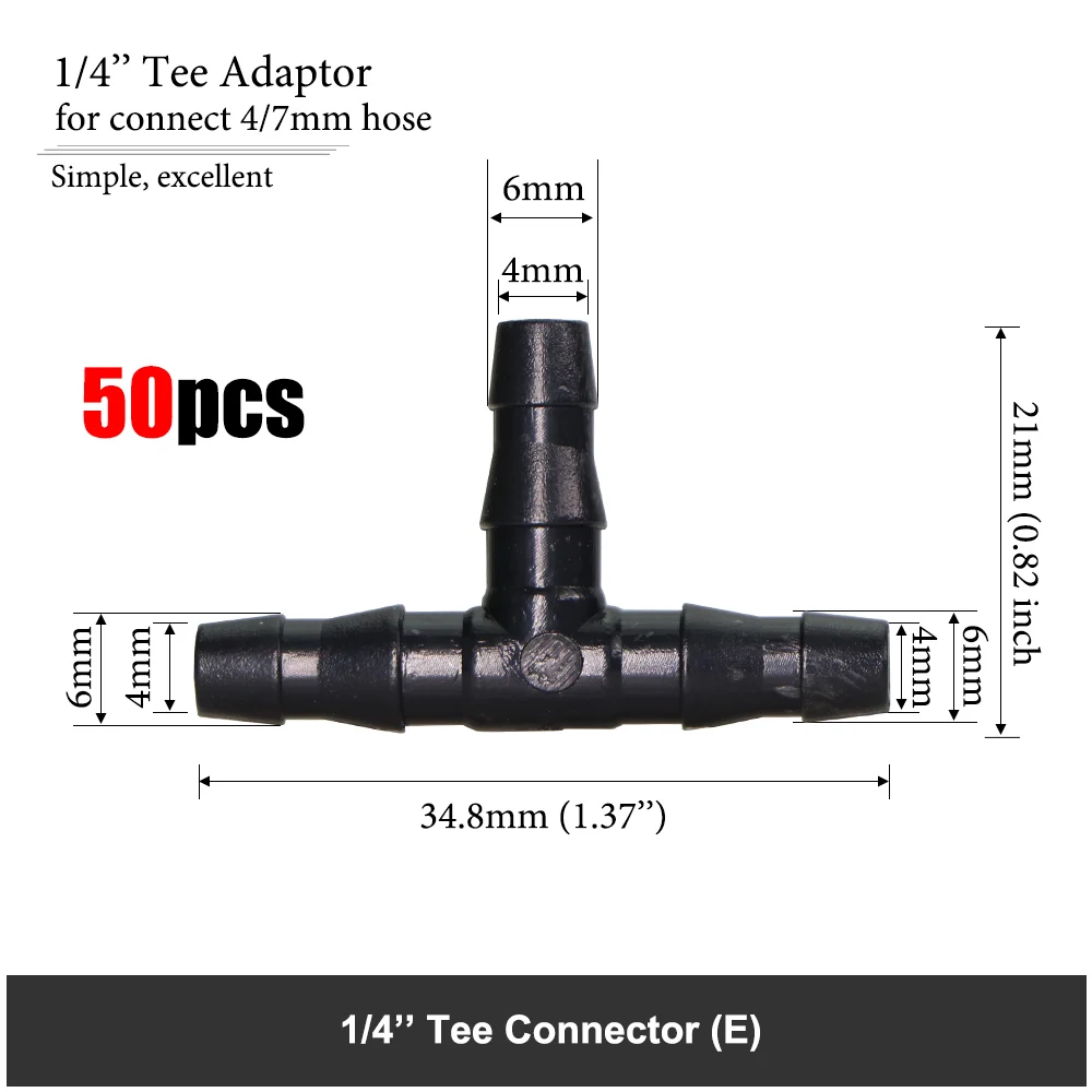 MUCIAKIE Garden Water Connector for 1/4\'\' 1/8\'\' Tubing Hose Accessories Joint Adapter Barbed Tees Cross Eng Plug Equal Adaptors