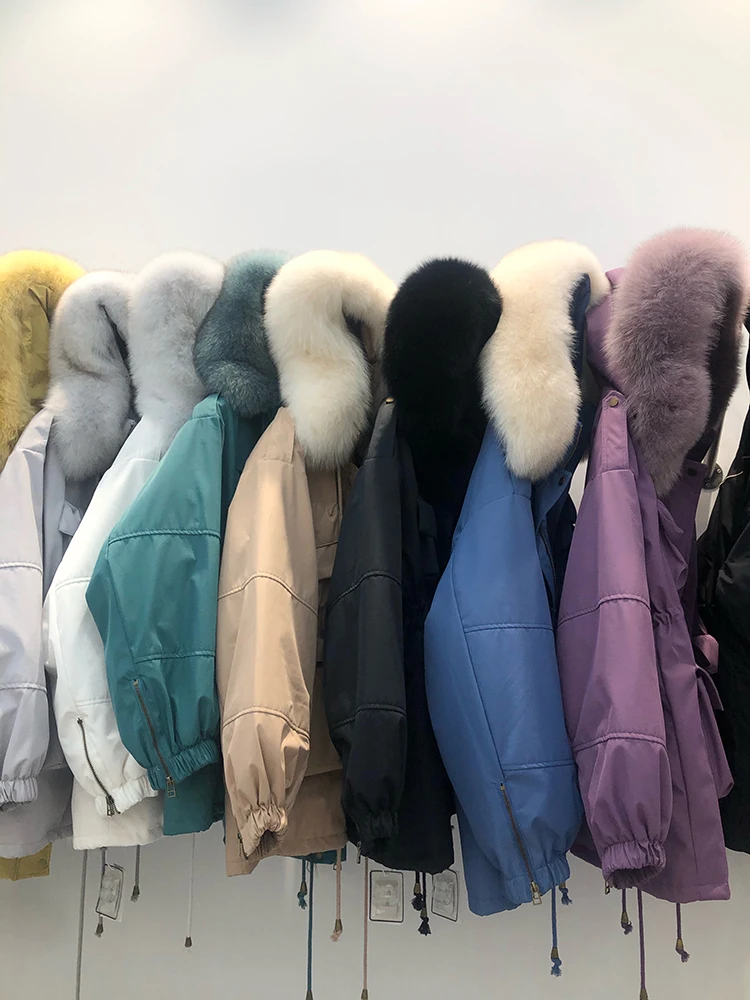 Large Fox Fur Collar Women Down Coat 2021Winter Thick 90% White Duck Down Parka Female Hooded Short Jacket Loose Feather Outwear