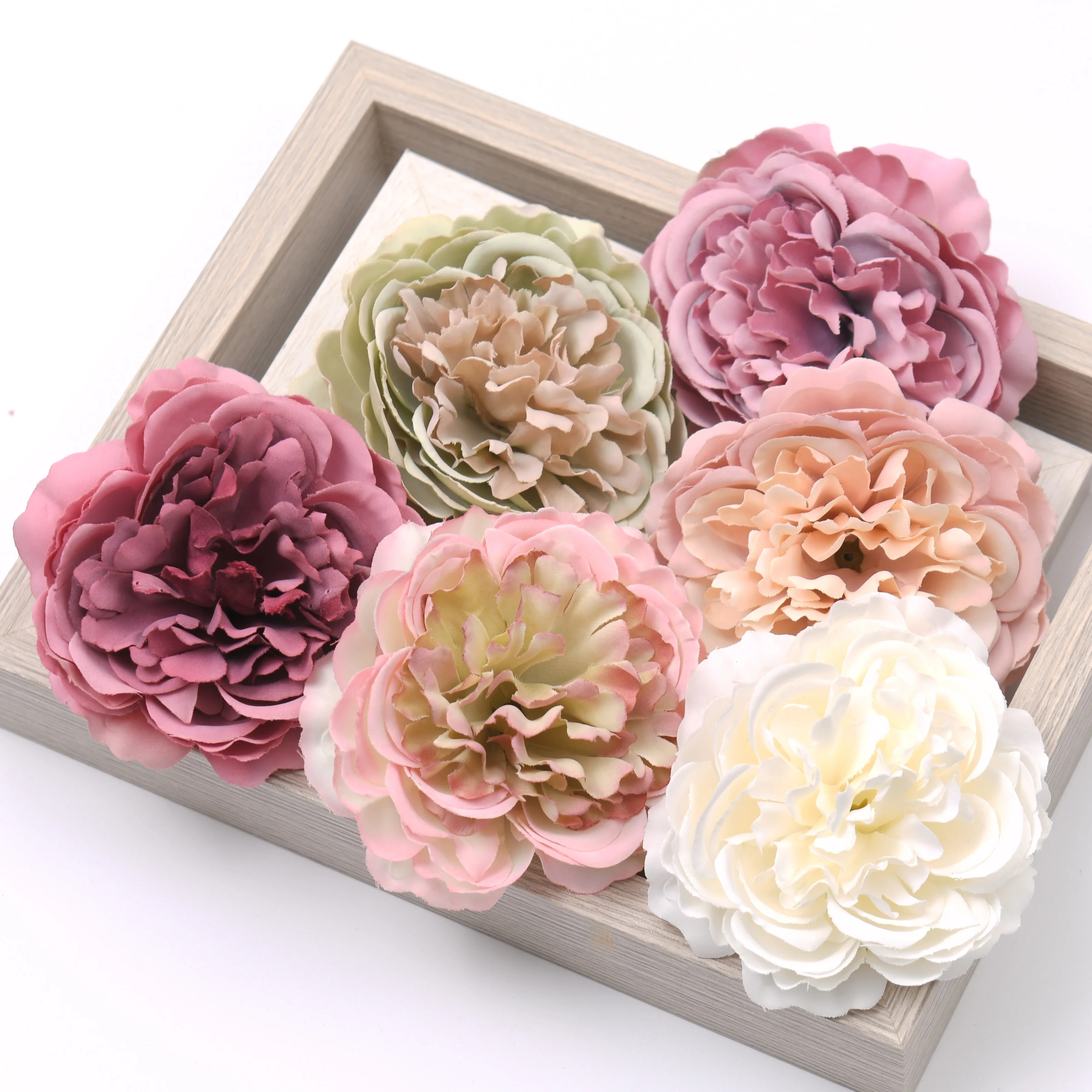 50pcs 7-8cm peony Artificial Silk Flower Heads For Wedding Decoration DIY Wreath Gift Box Scrapbooking Craft Fake Flowers