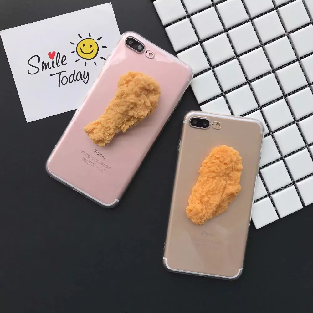 3D Simulation Funny Delicious Food Chicken Phone Cases Cover For iPhone 12 Mini 11Promax 7 8 Clear back case for iphone 13 XR XS