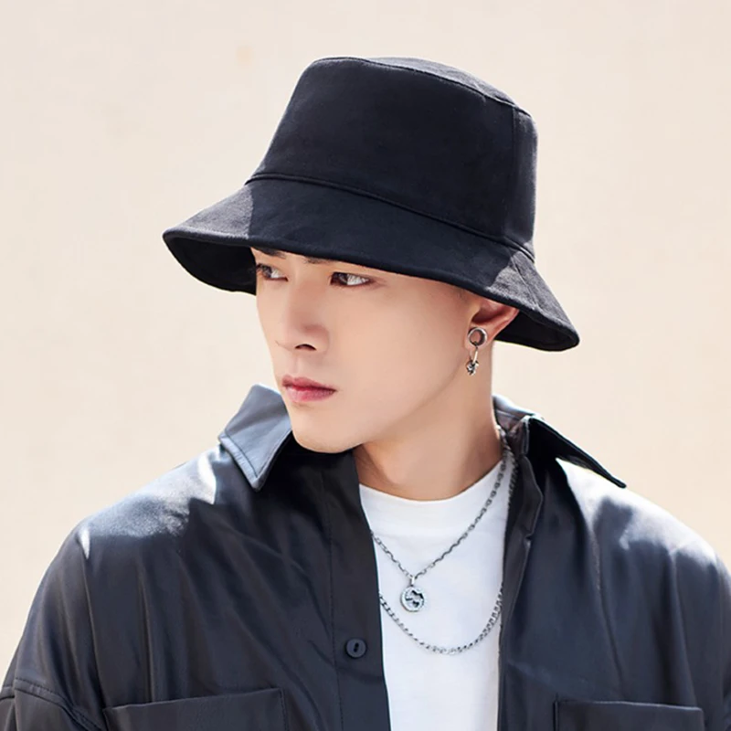 Korean Autumn Winter Warm Suede Panama Hats Double Sided Thick Bucket Hats for Men Large Size Fashion Hip Hop Caps Keep Warm