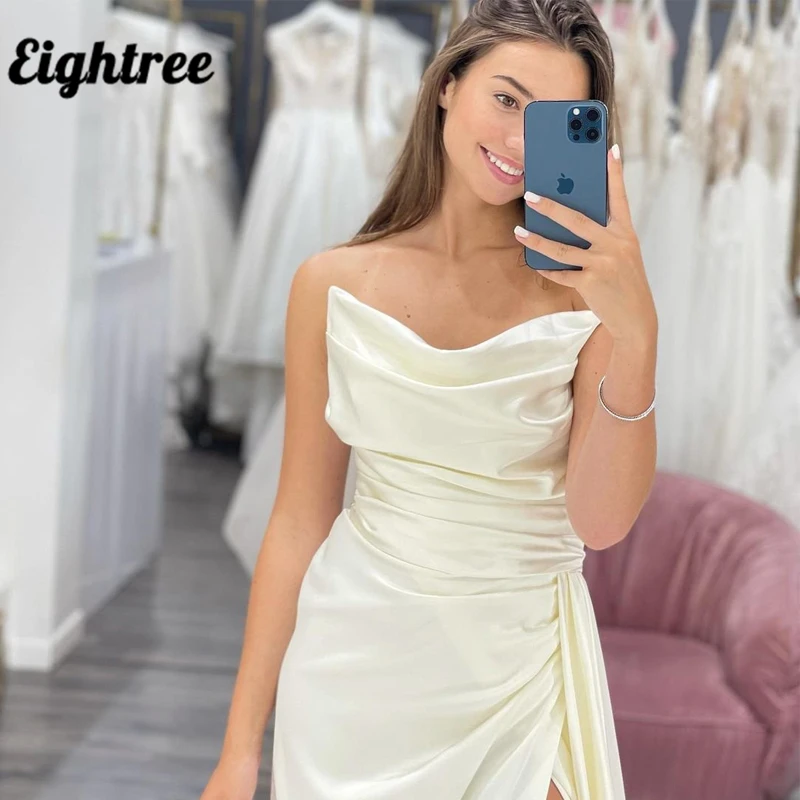 Eightree 2021 abiti da sposa Sexy in raso senza spalline abito da sposa con spacco alto senza maniche Beach Boho abiti da sposa Couture Mariage