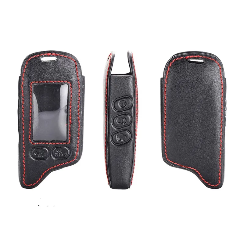 Leather car Key Case For Tomahawk TZ-9010 SL-950 TZ-9030 TZ9031 TZ 9010 Car Burglar Alarm LCD Keychain Remote Control Cover